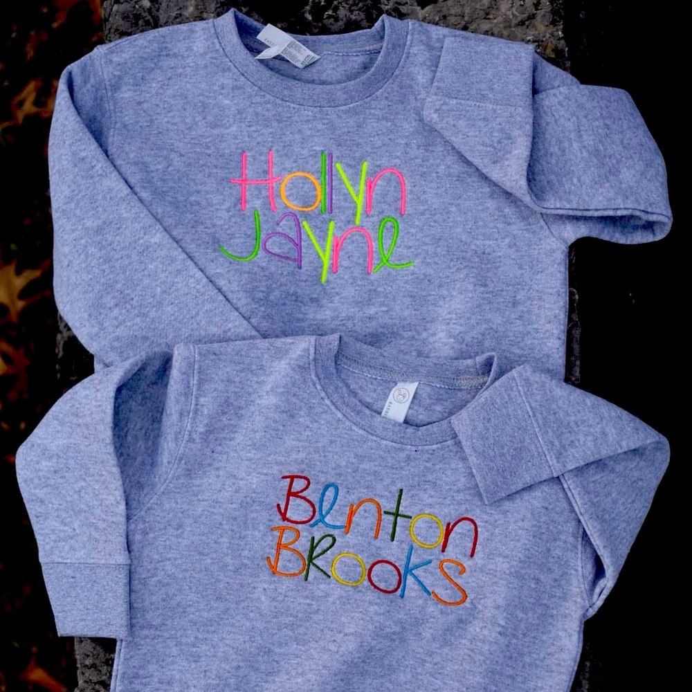Kids Rainbow Name Embroidered Sweatshirts